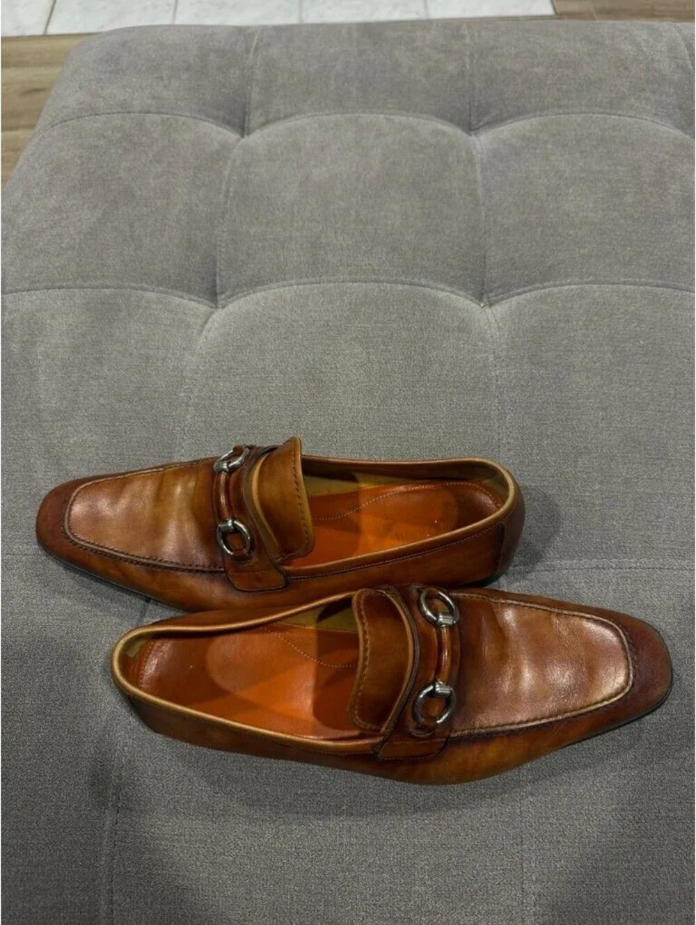 Magnanni Bit Loafers Mens 10 M Cognac Brown Leather Slip On